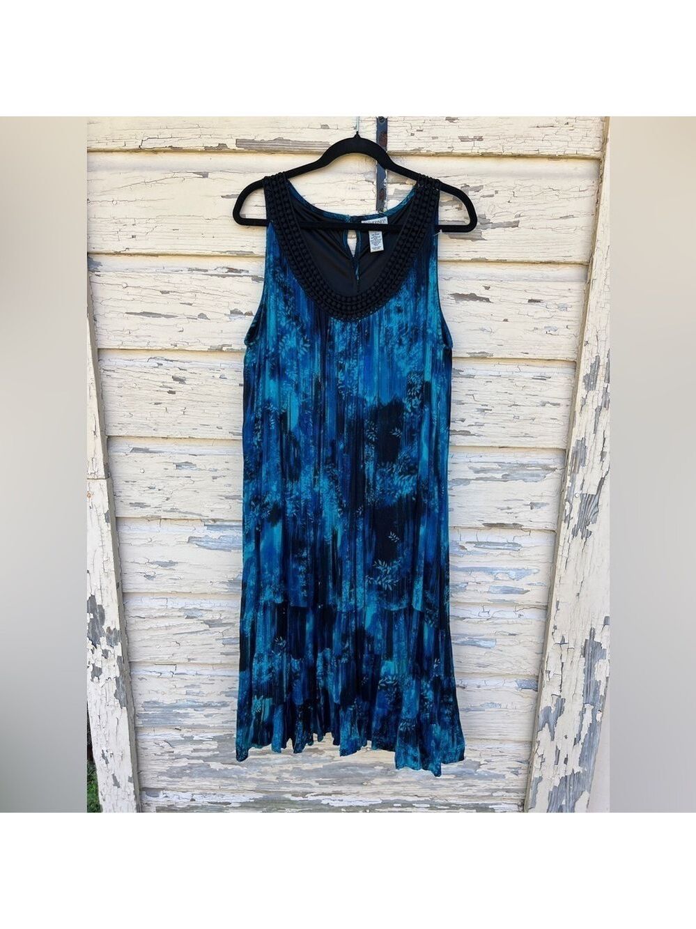 Catherine's Watercolor Crochet Artsy Art To Wear Flowing Maxi Dress 18/20